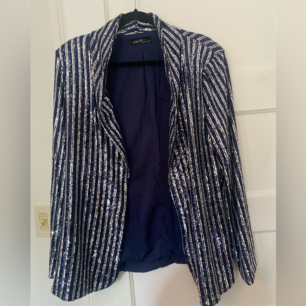 Blue - Silver Sequin Blazer, New & Never Worn!